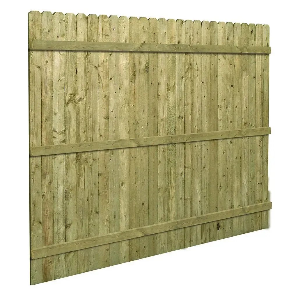Barrette 6x8 ft Pressure-Treated Wood Privacy Fence Panel with Dog-Ear Design