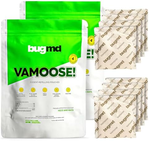 BugMD Vamoose Plant-Powered Rodent Repellent Pouches, 8-Pack - Natural Indoor & Outdoor Mouse Deterrent