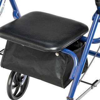 Drive Medical 4-Wheel Rollator Walker, Foldable, Padded Seat & Backrest, 6-Inch Wheels, Blue