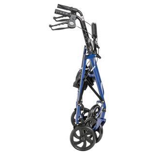 Drive Medical 4-Wheel Rollator Walker, Foldable, Padded Seat & Backrest, 6-Inch Wheels, Blue