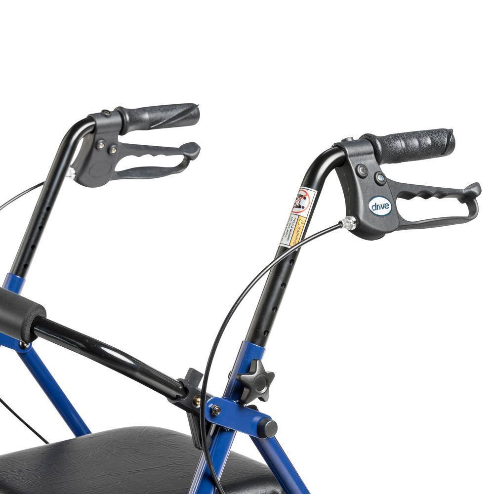 Drive Medical 4-Wheel Rollator Walker, Foldable, Padded Seat & Backrest, 6-Inch Wheels, Blue