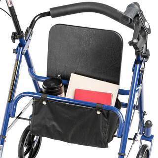 Drive Medical 4-Wheel Rollator Walker, Foldable, Padded Seat & Backrest, 6-Inch Wheels, Blue