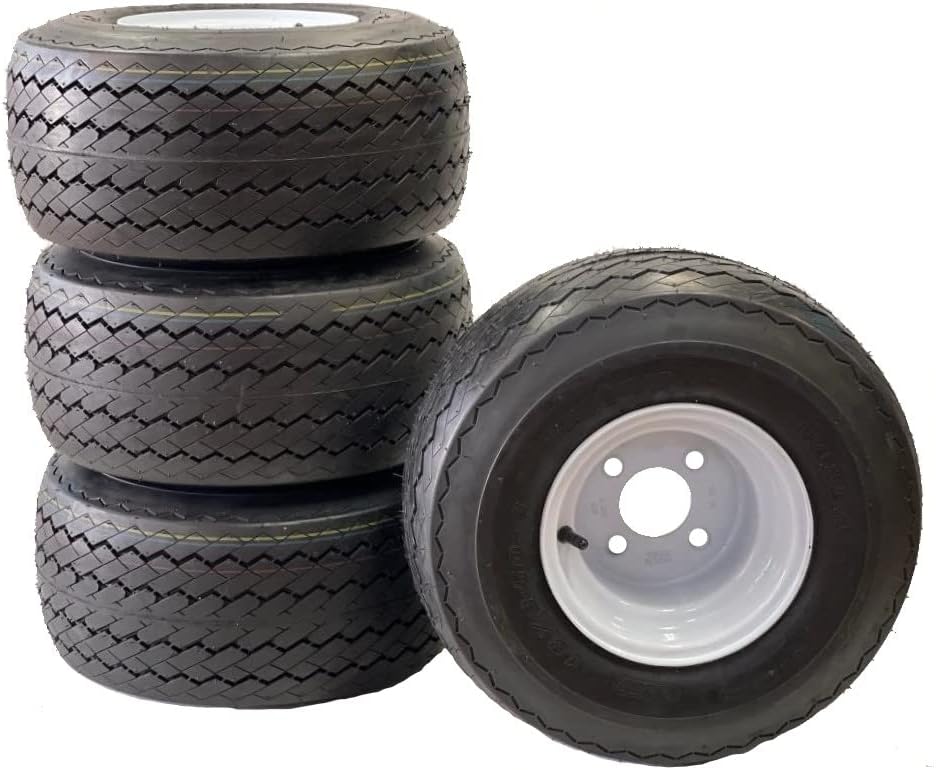 eCustomRim Golf Cart Wheels & Tires Combo 18x8.50-8 Set of 4 for Club Car EZGO Cushman - DOT Approved, Turf Safe
