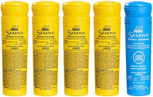 FROG Serene Hot Tub Sanitizer Cartridge Set with 4 Bromine Cartridges and Mineral Cartridge for 600 Gallons