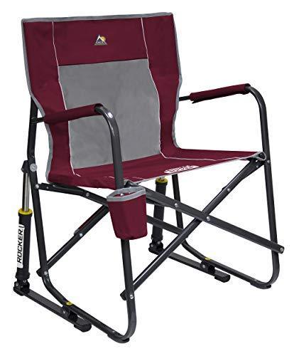 GCI Outdoor Freestyle Rocker Portable Folding Rocking Chair, Cinnamon, Mesh Back, Steel Frame, 250 lbs Capacity