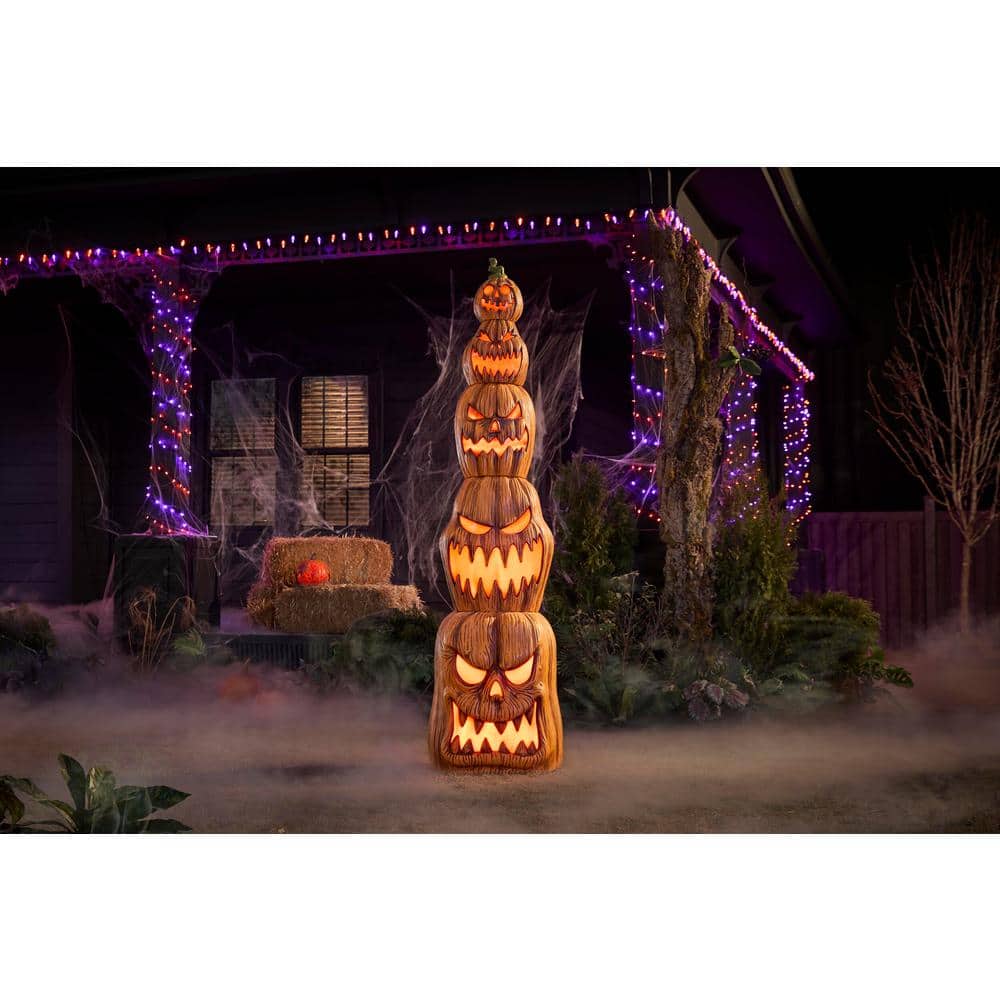 Giant-Sized LED Jack-O-Lanterns Stack 8.5 ft - Halloween Decoration with Timer, Weather-Resistant, Indoor/Outdoor Use
