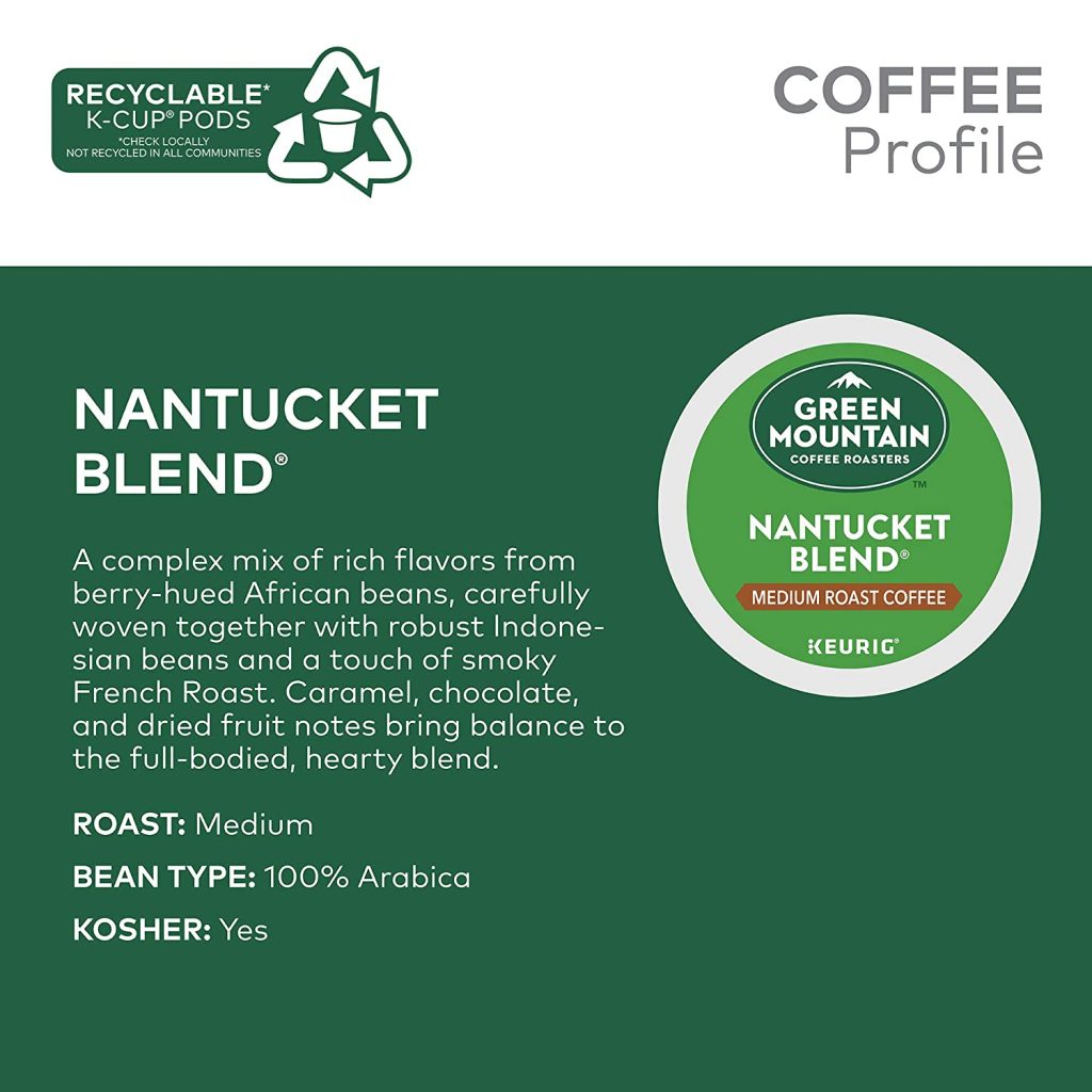 Green Mountain Coffee Roasters Nantucket Blend Medium Roast K-Cup Pods, 96 Count