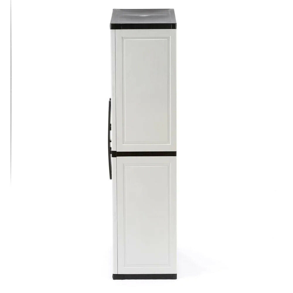 HDX Gray Plastic Freestanding Garage Cabinet with Adjustable Shelves & Lockable Doors, 35"W x 71"H x 18"D