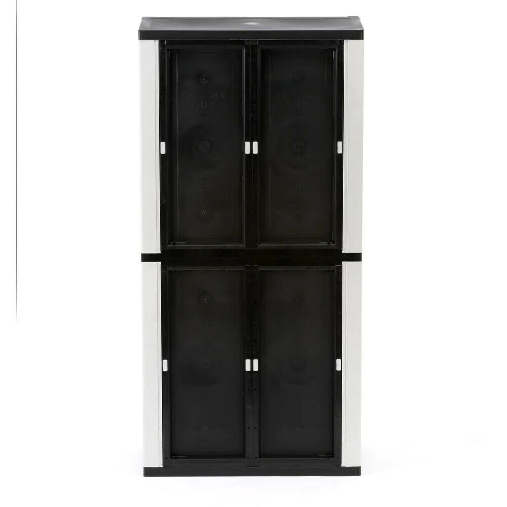 HDX Gray Plastic Freestanding Garage Cabinet with Adjustable Shelves & Lockable Doors, 35"W x 71"H x 18"D