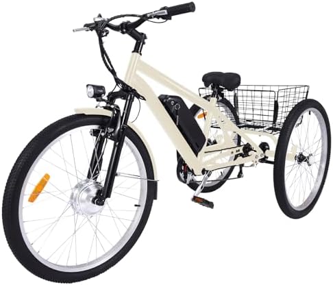 Mobo 26/24" Adult Electric Tricycle - 350W Motor, 36V Battery, 7-Speed, 3-Wheel Mountain Ebike with Basket