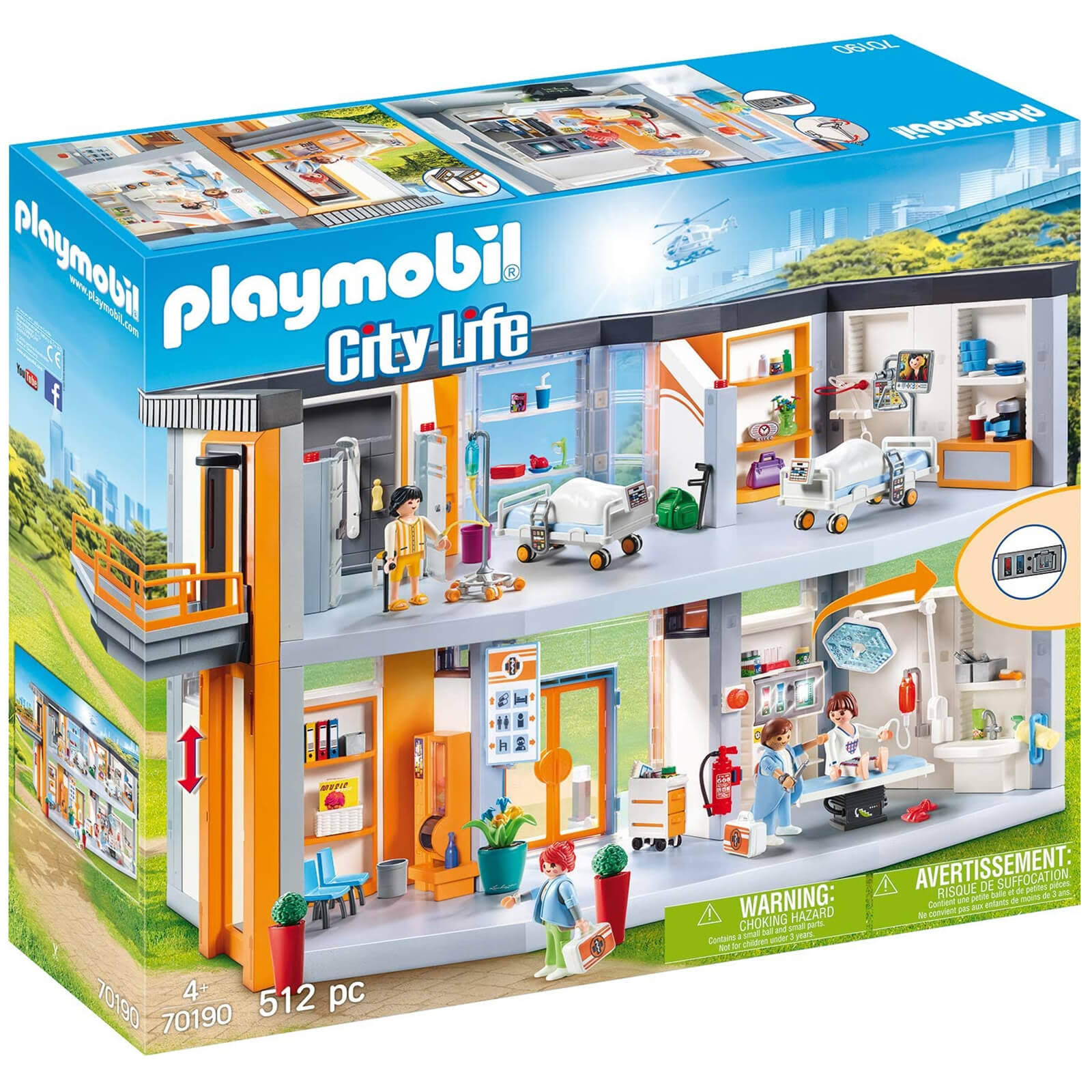 Playmobil 70190 City Life Large Hospital Set - 514 Pieces, Medical Rooms & Accessories, Interactive Play
