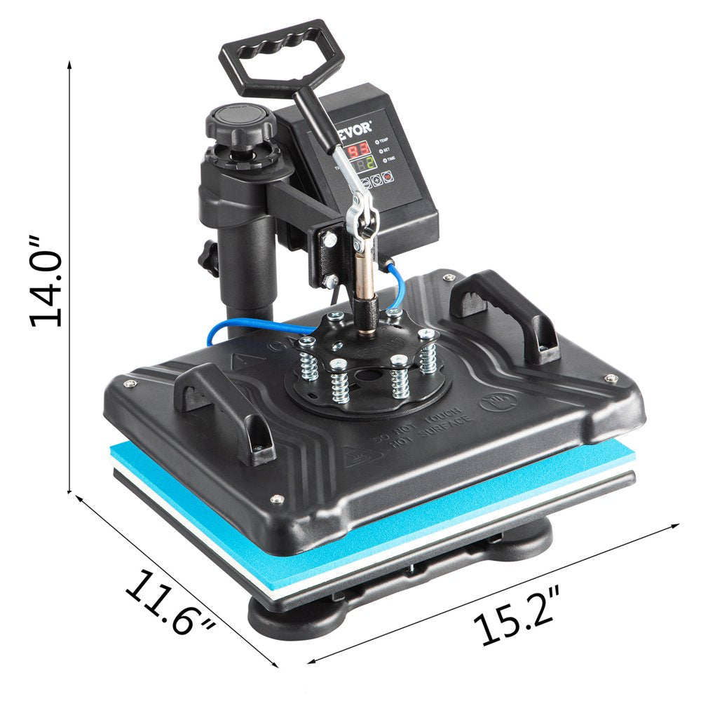 VEVOR 5 in 1 Digital Heat Press Machine for T-Shirts, Hats, Mugs, Plates - 360° Rotation, 1050W, Insulated, Complete Kit